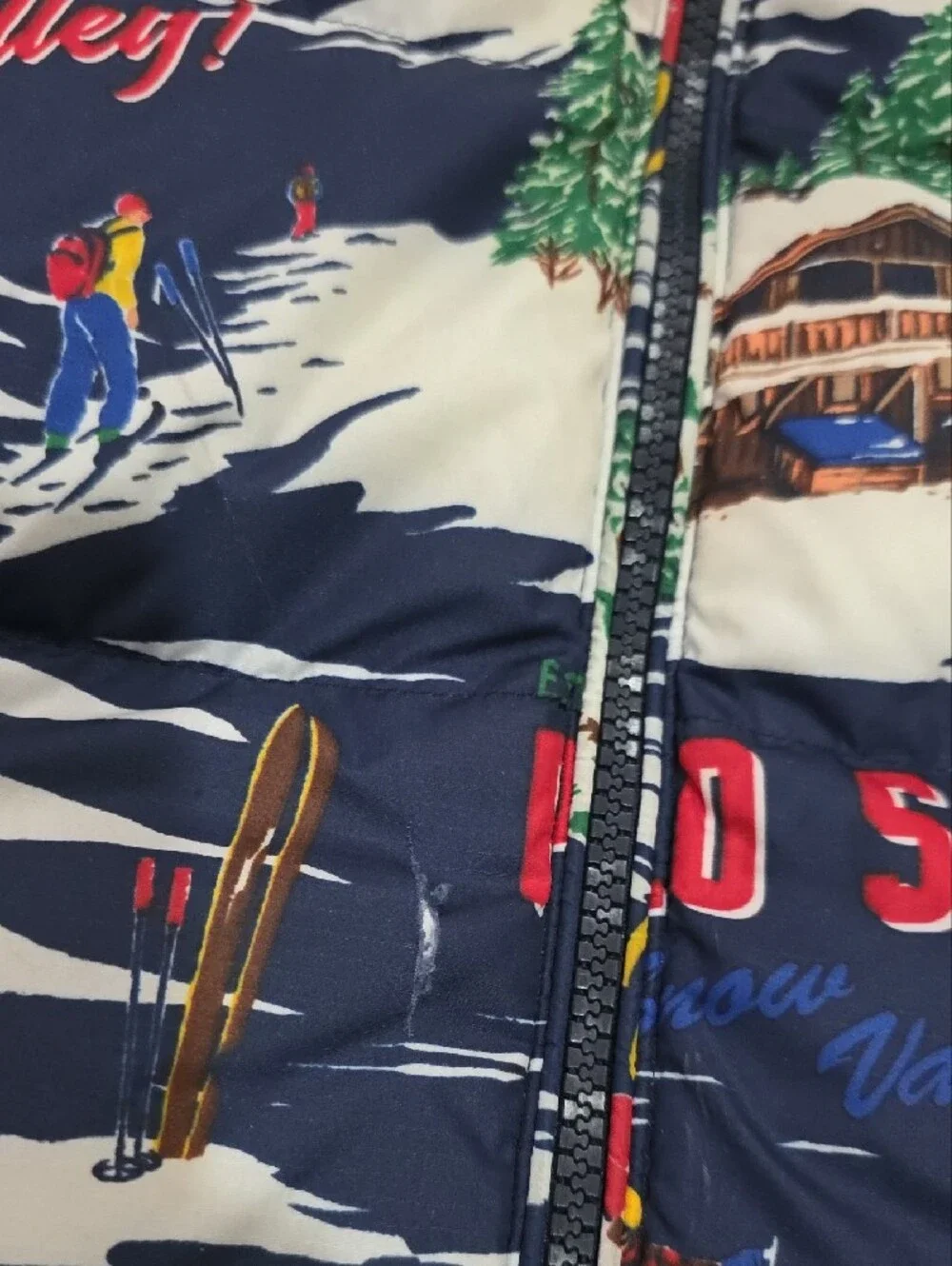 Ralph Lauren Navy Ski-Resort Print Puffer Jacket
